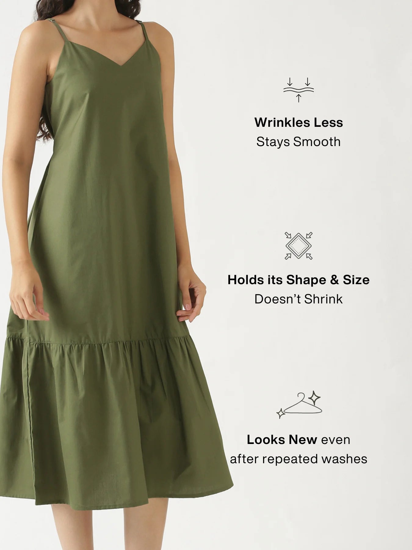 Women Forest Green Better Cotton Tier Dress
