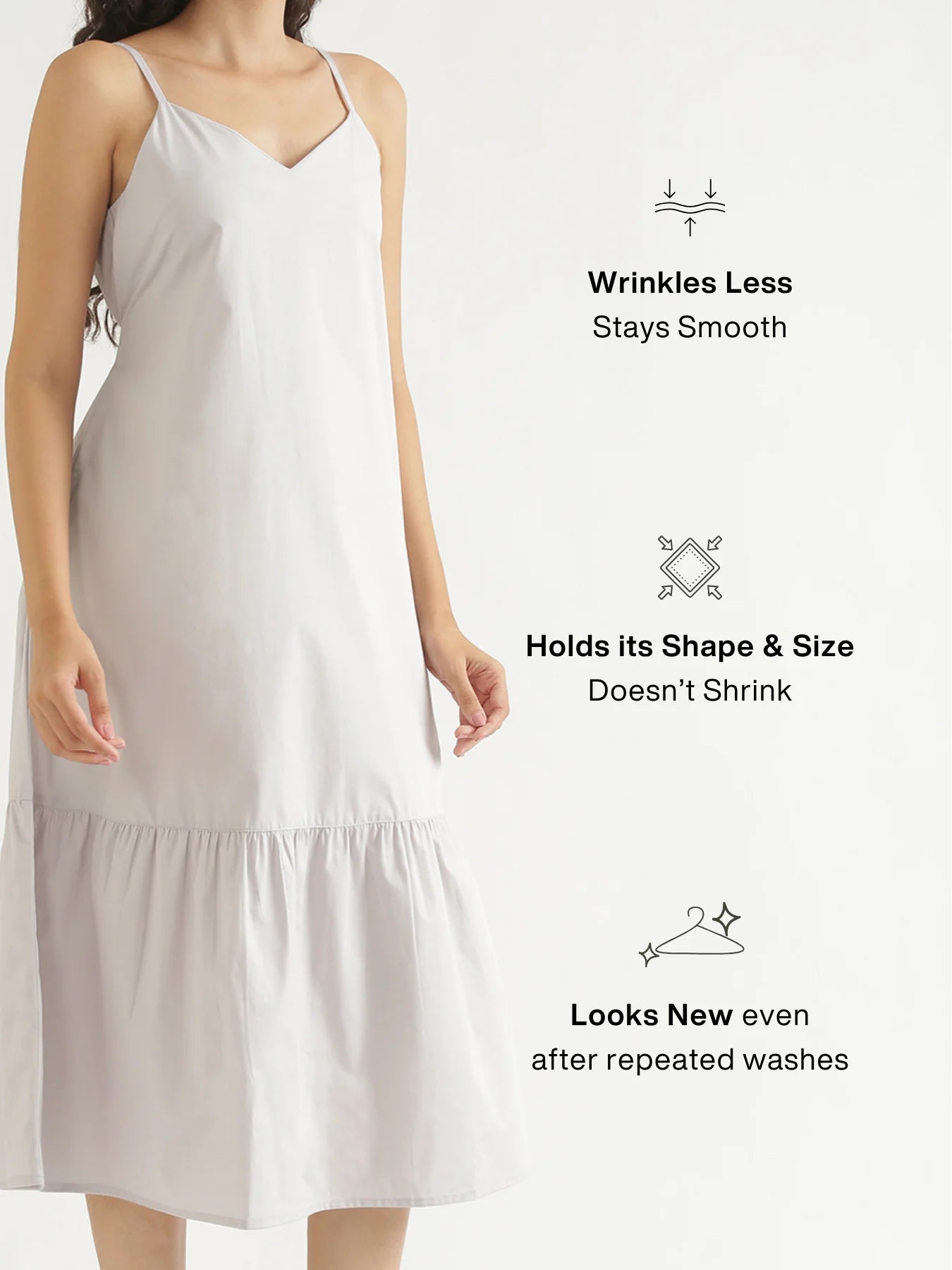 Women Grey Better Cotton Tier Dress
