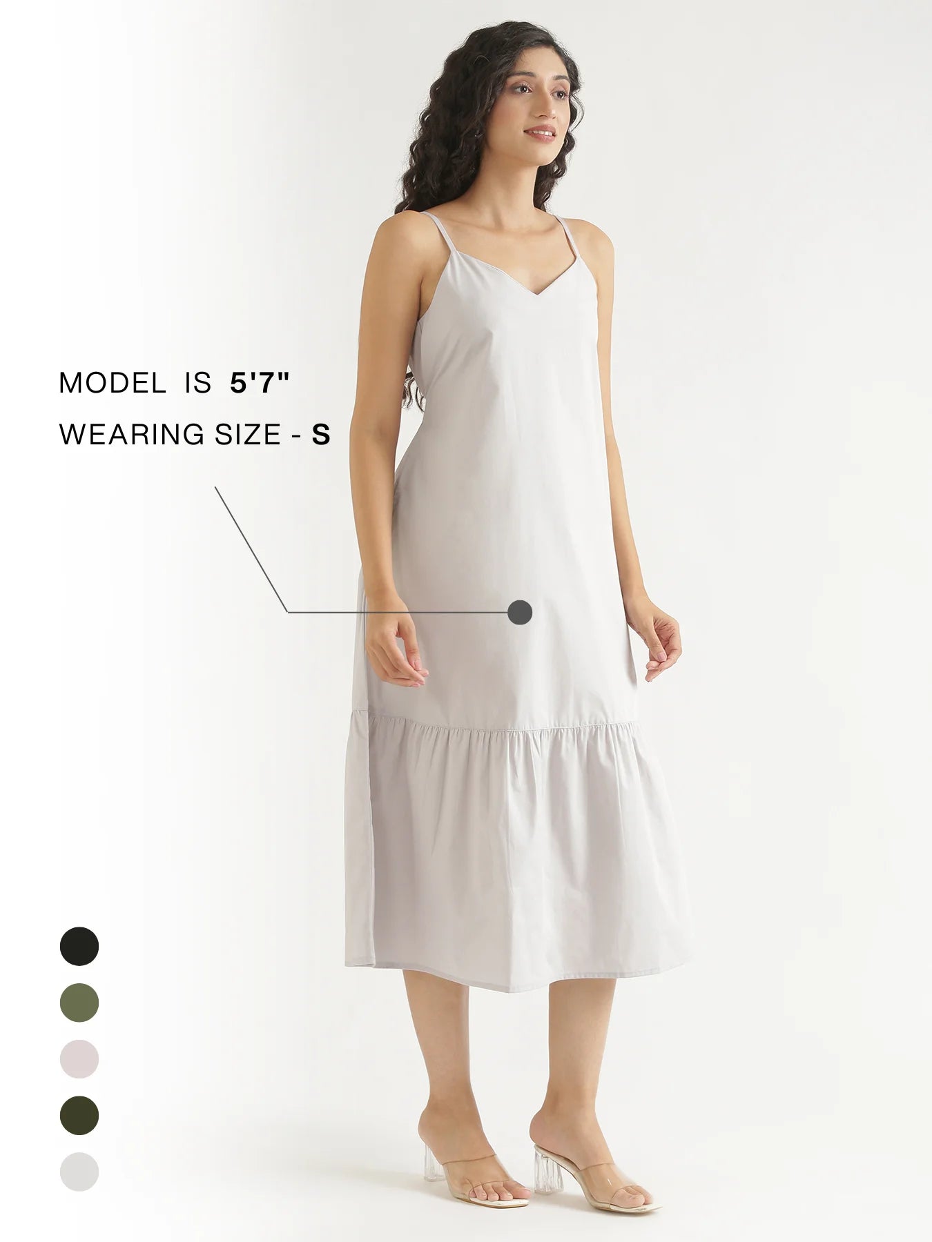 Women Grey Better Cotton Tier Dress