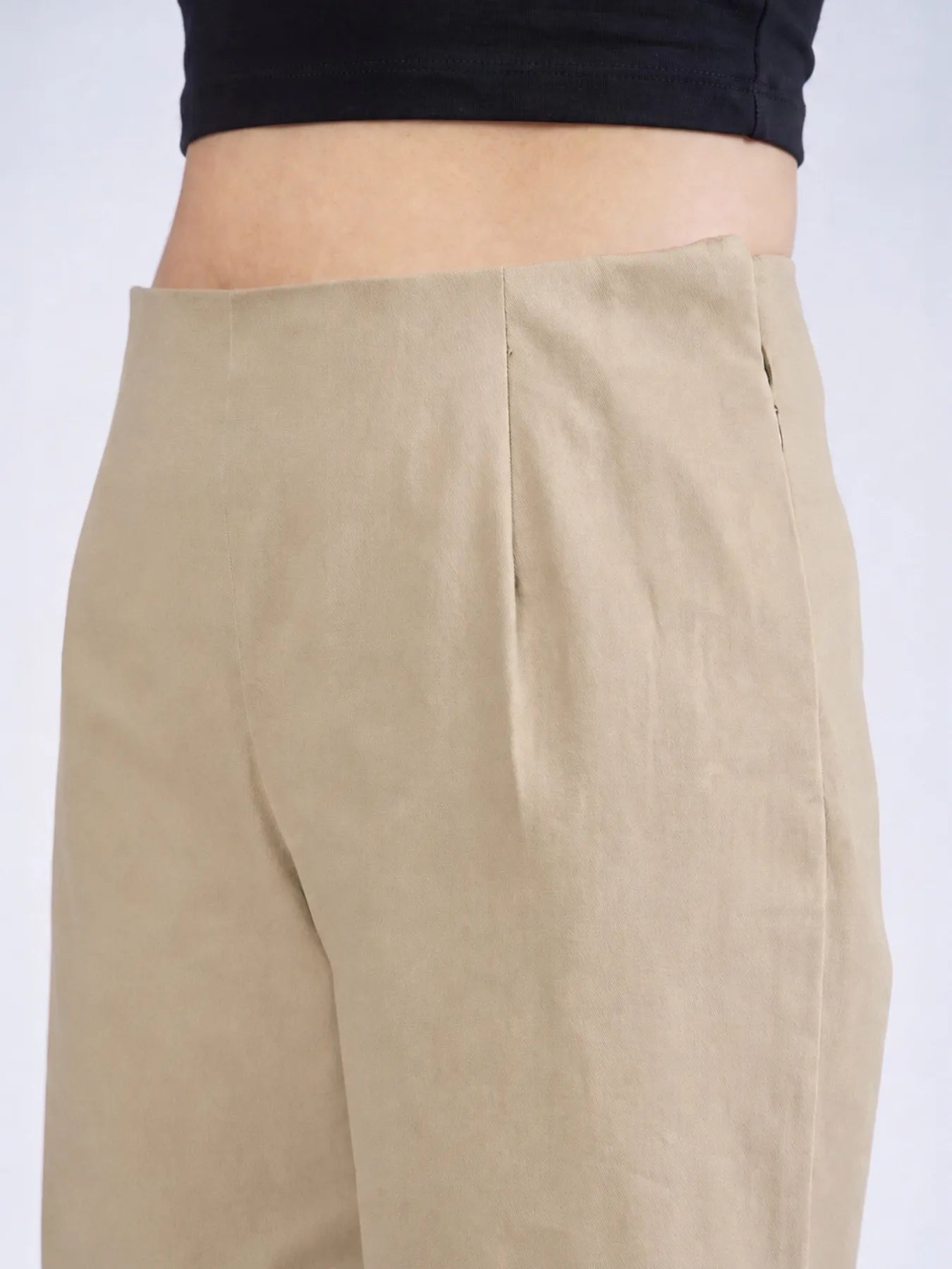 Women Beige Wide Leg Trouser