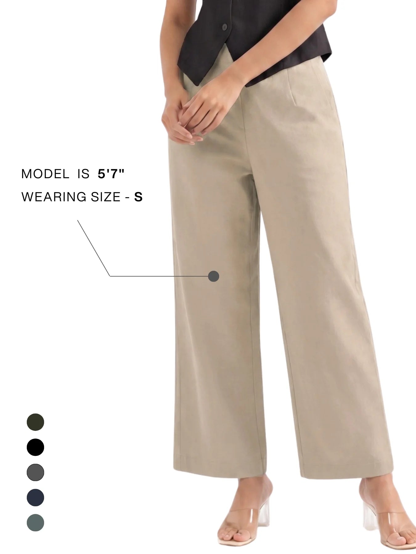 Women Beige Wide Leg Trouser