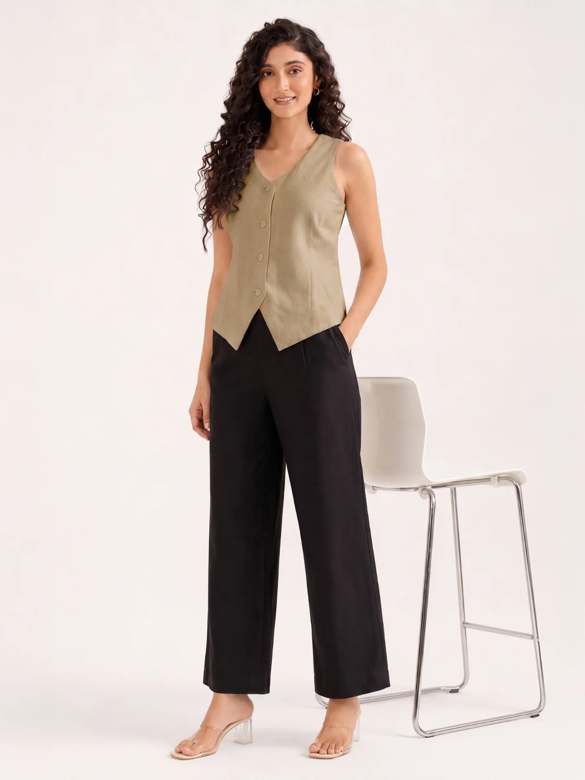 Women Black Wide Leg Trouser