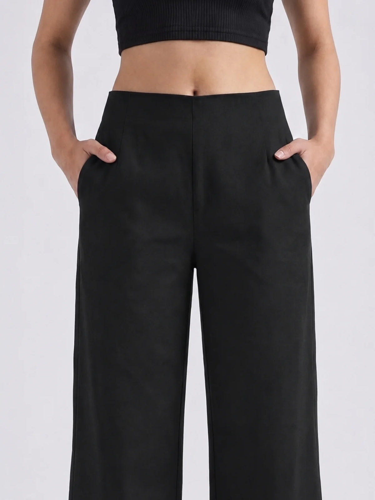 Women Black Wide Leg Trouser
