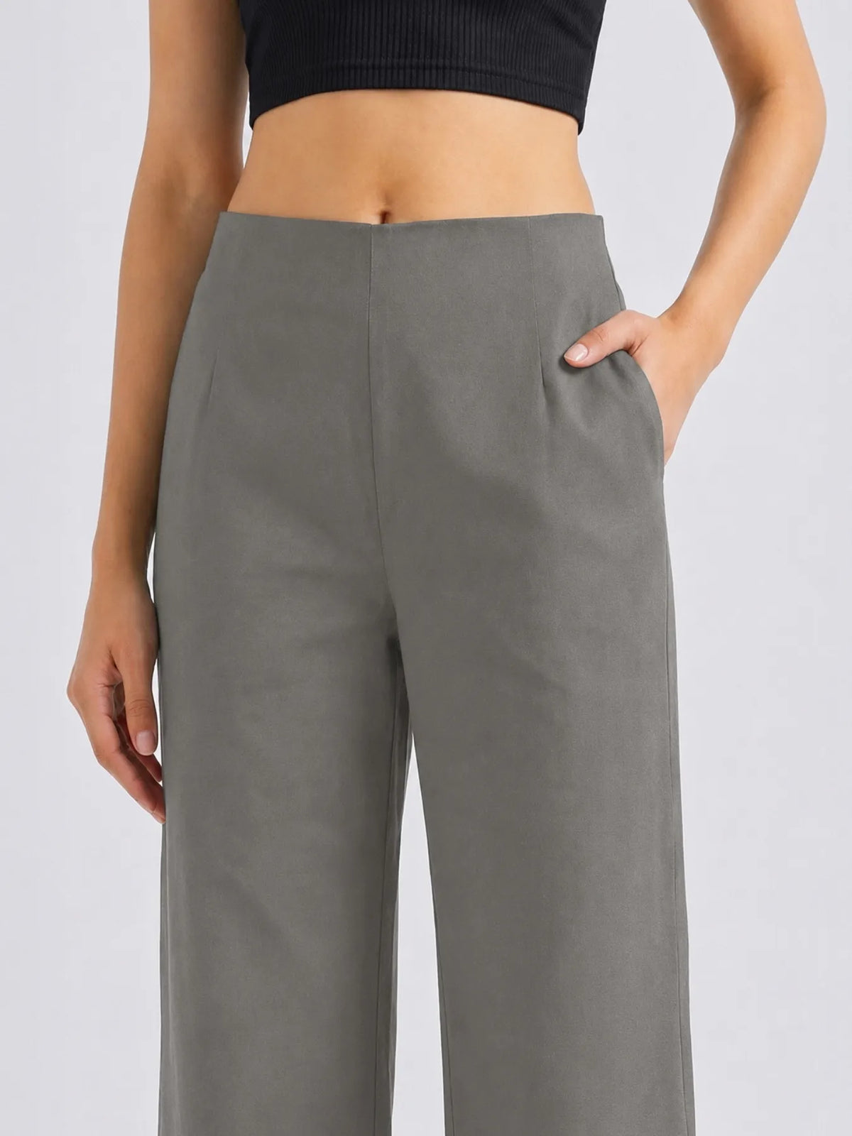 Women Dark Grey Wide Leg Trouser