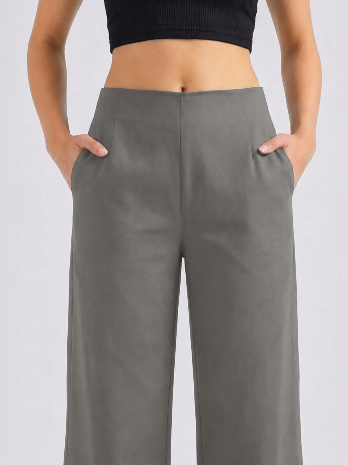 Women Dark Grey Wide Leg Trouser