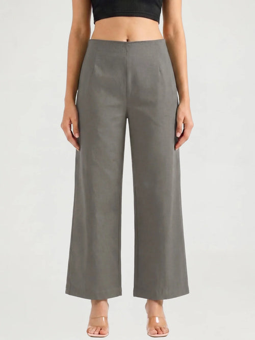 Women Dark Grey Wide Leg Trouser