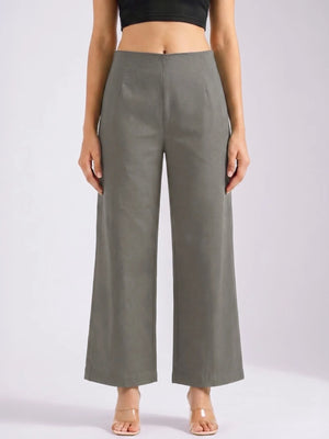 Women Dark Grey Wide Leg Trouser