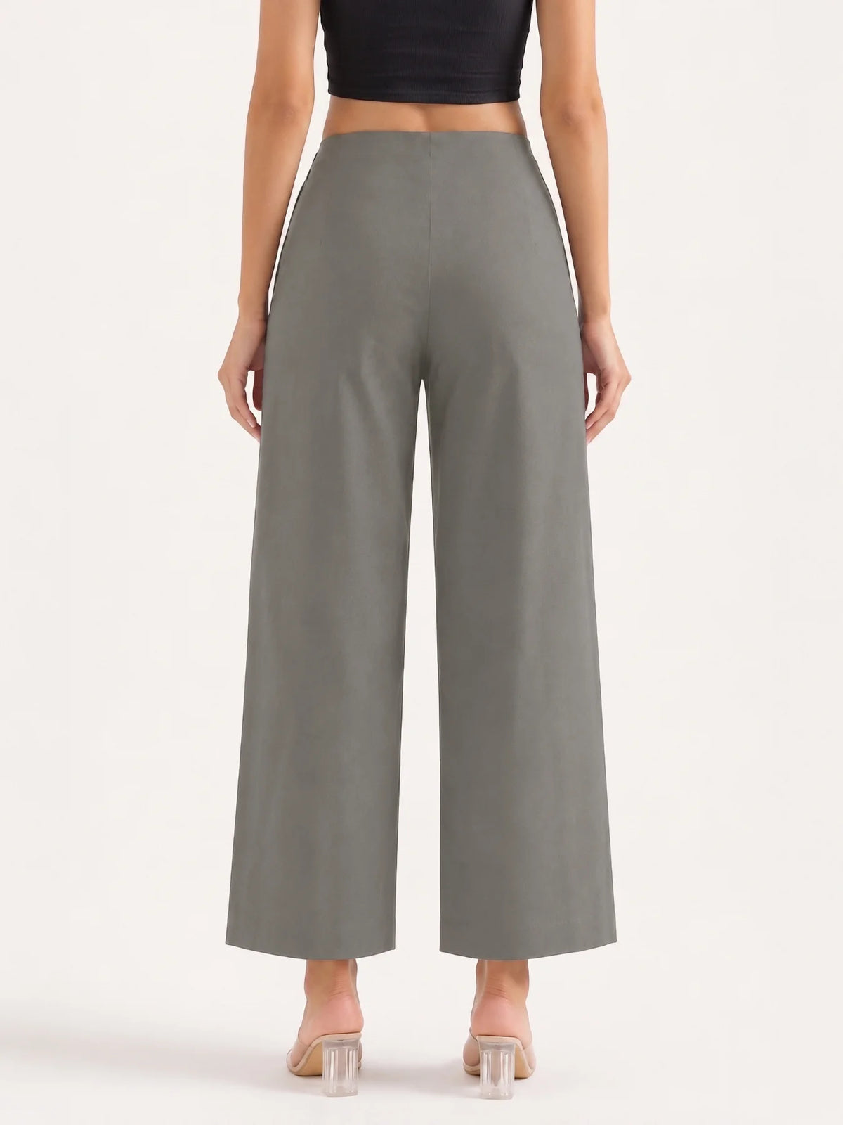 Women Dark Grey Wide Leg Trouser