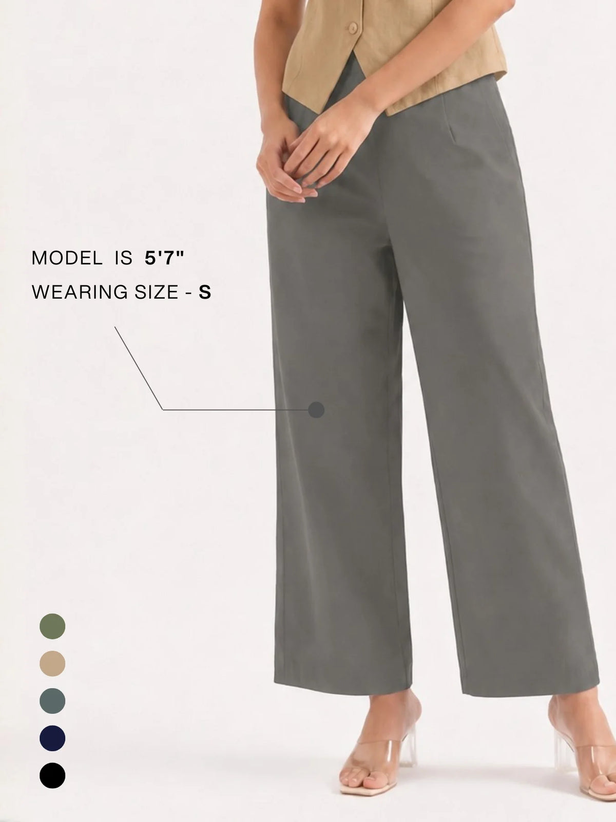 Women Dark Grey Wide Leg Trouser
