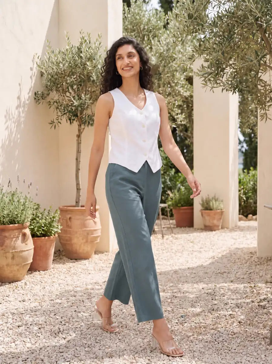Women Grey Wide Leg Trouser
