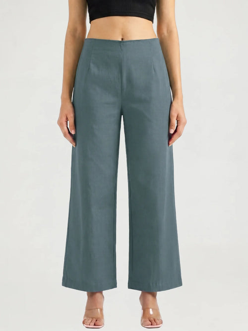 Women Grey Wide Leg Trouser