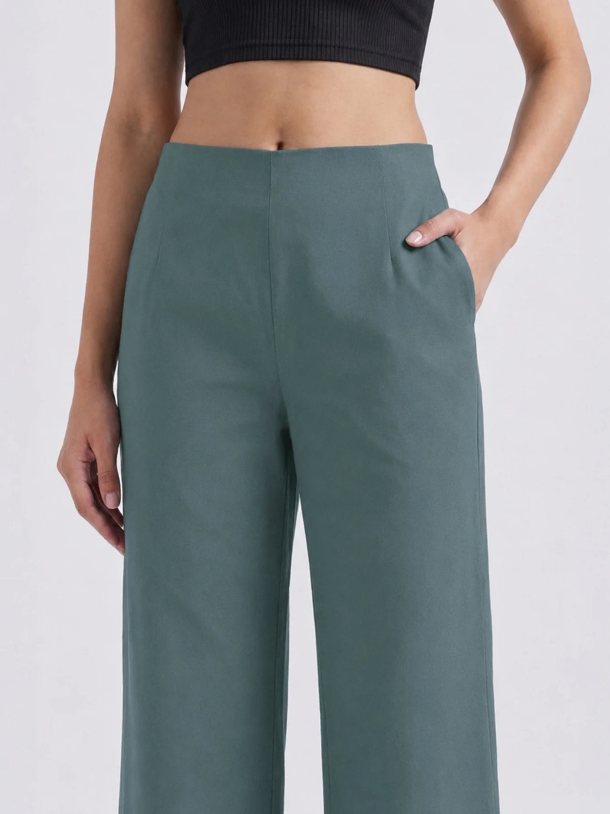 Women Grey Wide Leg Trouser