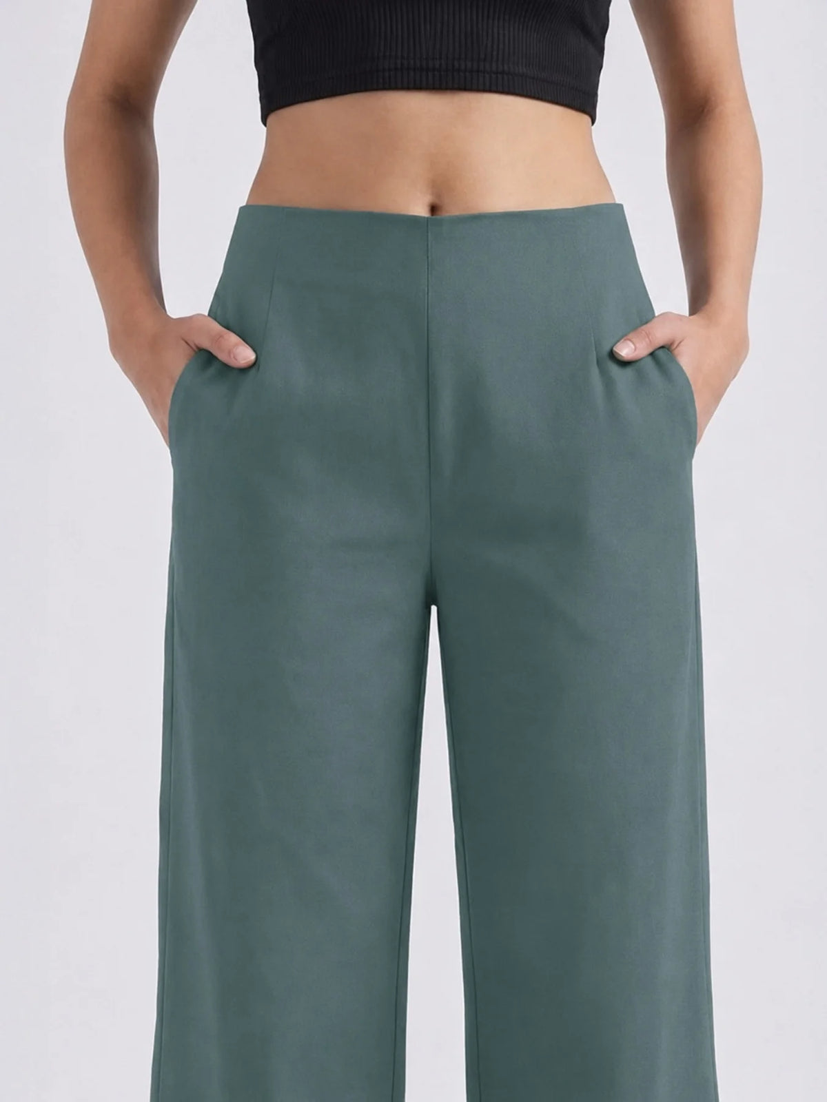 Women Grey Wide Leg Trouser