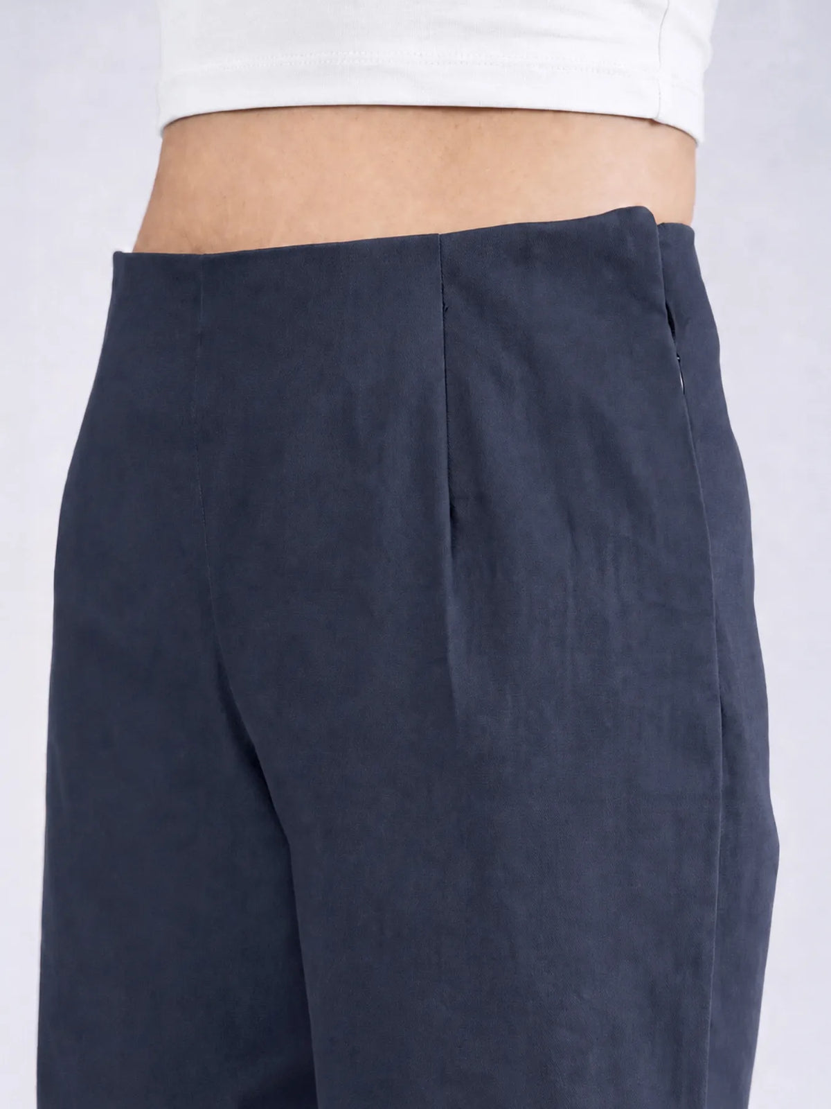 Women Navy Blue Wide Leg Trouser