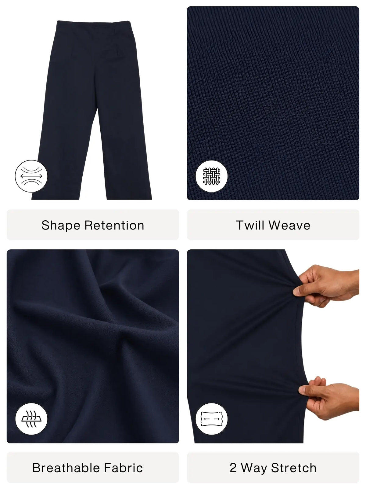 Women Navy Blue Wide Leg Trouser