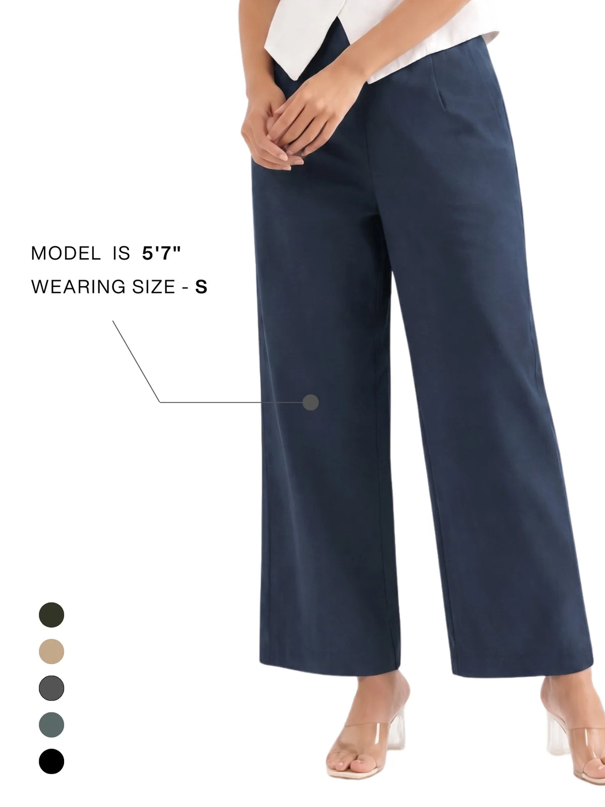 Women Navy Blue Wide Leg Trouser