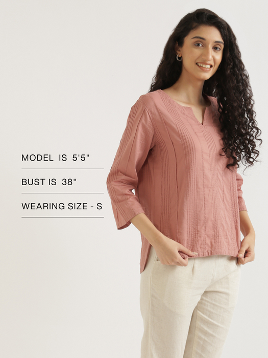 Women Rose Taupe Everyday Cotton Top