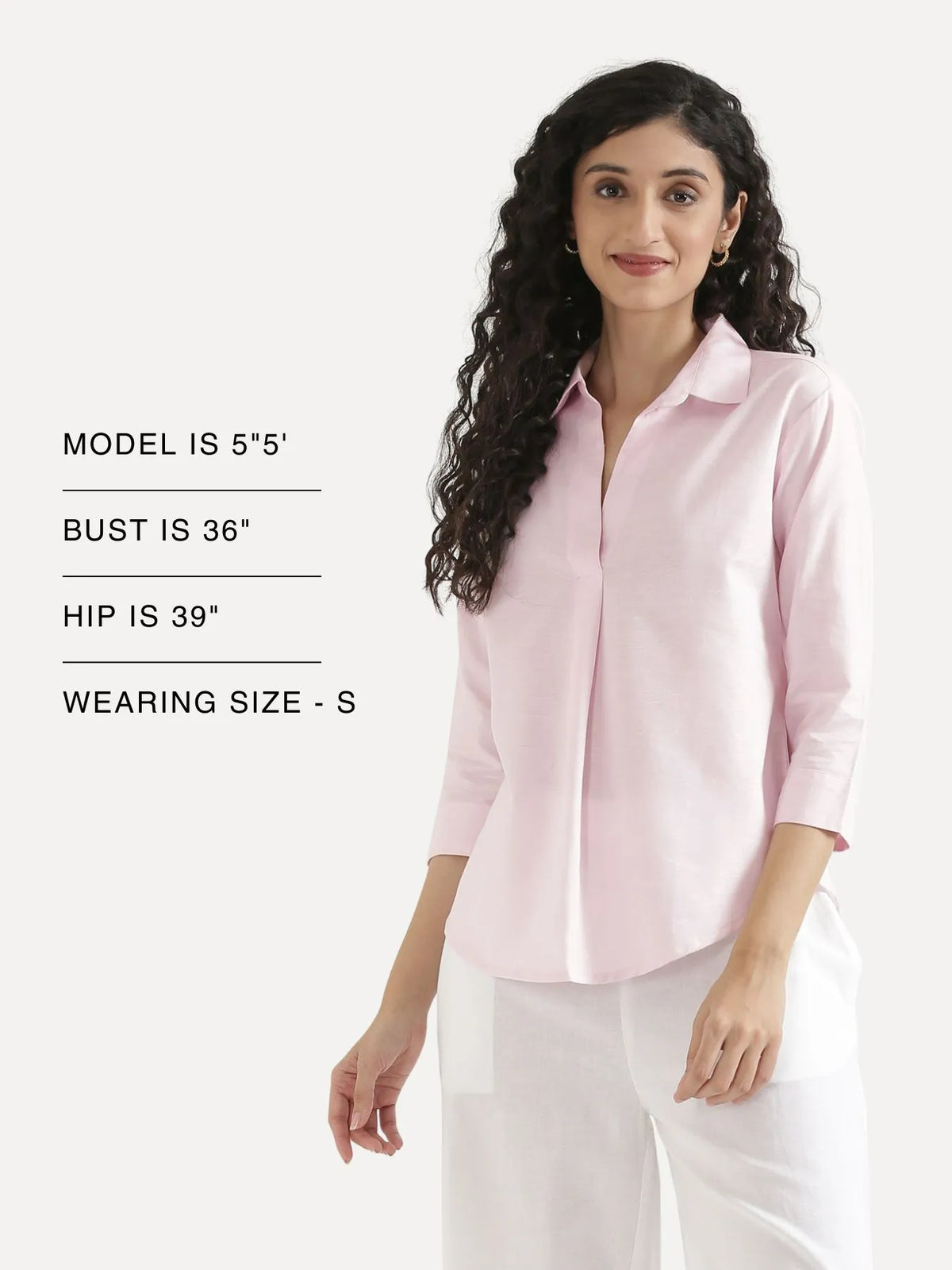Women Blush Pink Linen Blend Pleated Top