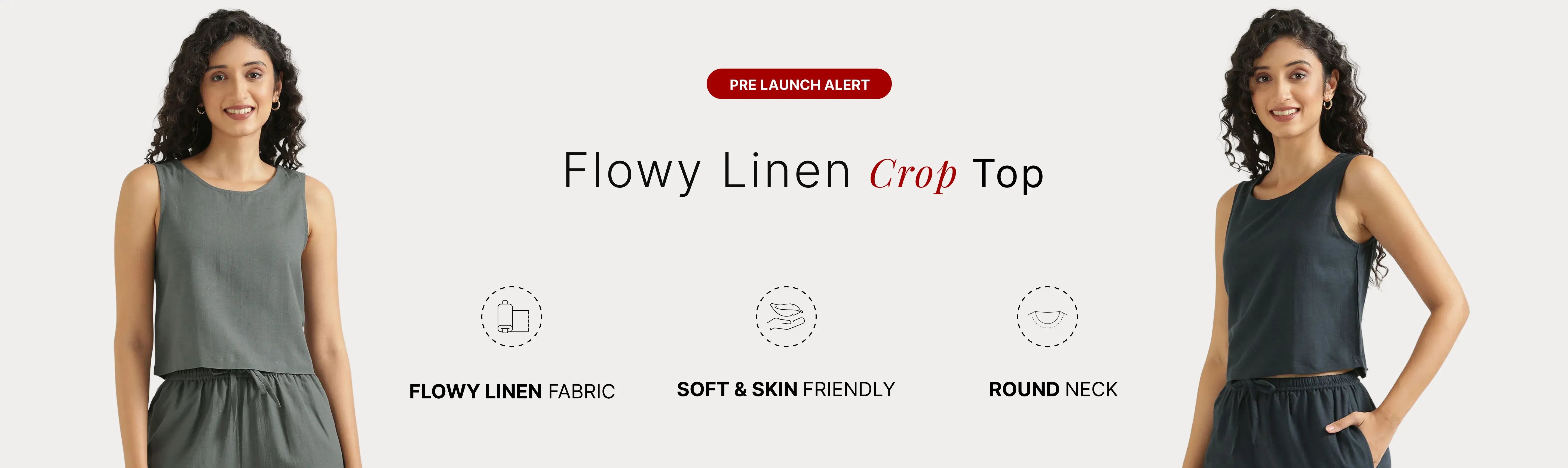 Women Flowy Linen Crop Top banner desktop