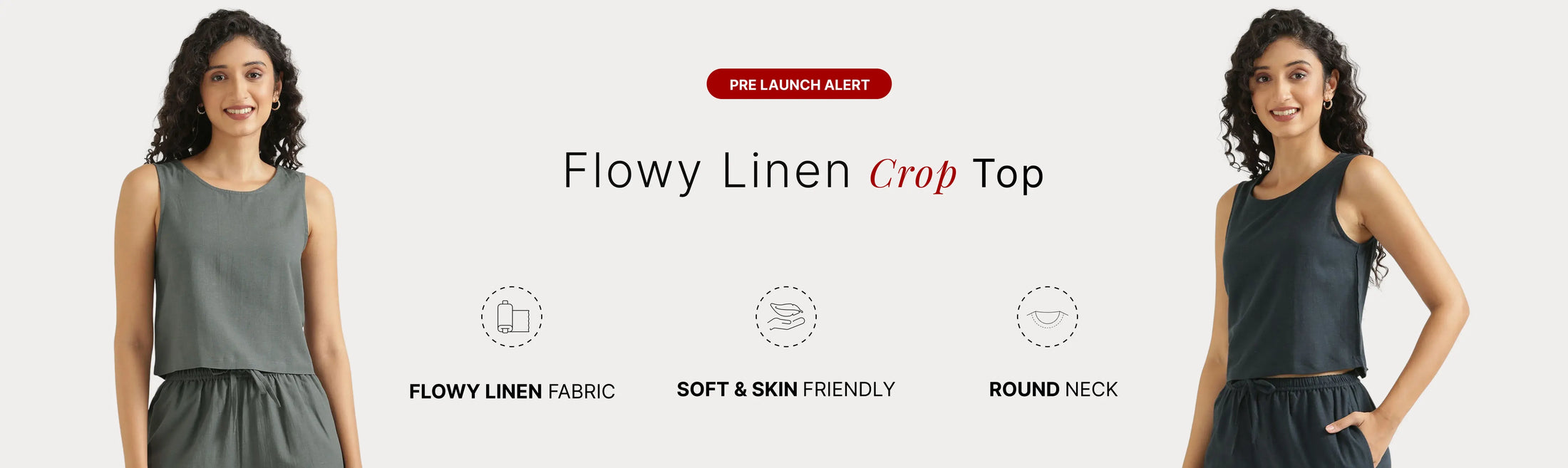 Women Flowy Linen Crop Top