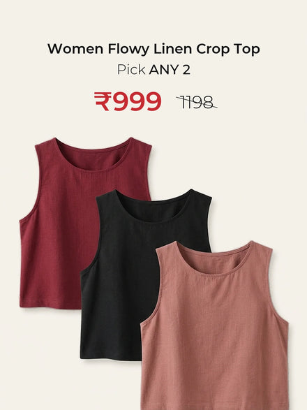 Pick Any 2 banner - Pick Any 2 Women Flowy Linen Crop Top
