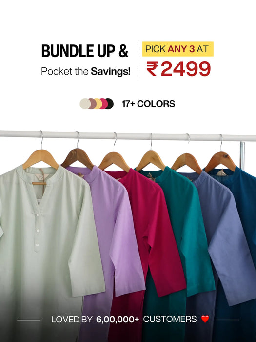 Pick Any 3 Women Airy Linen Long Kurta