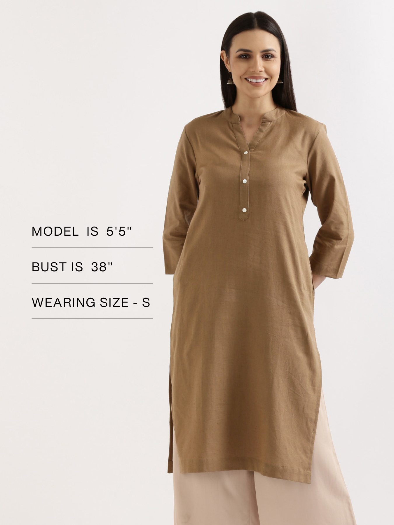 Women Coffee Brown Airy Linen Long Kurta