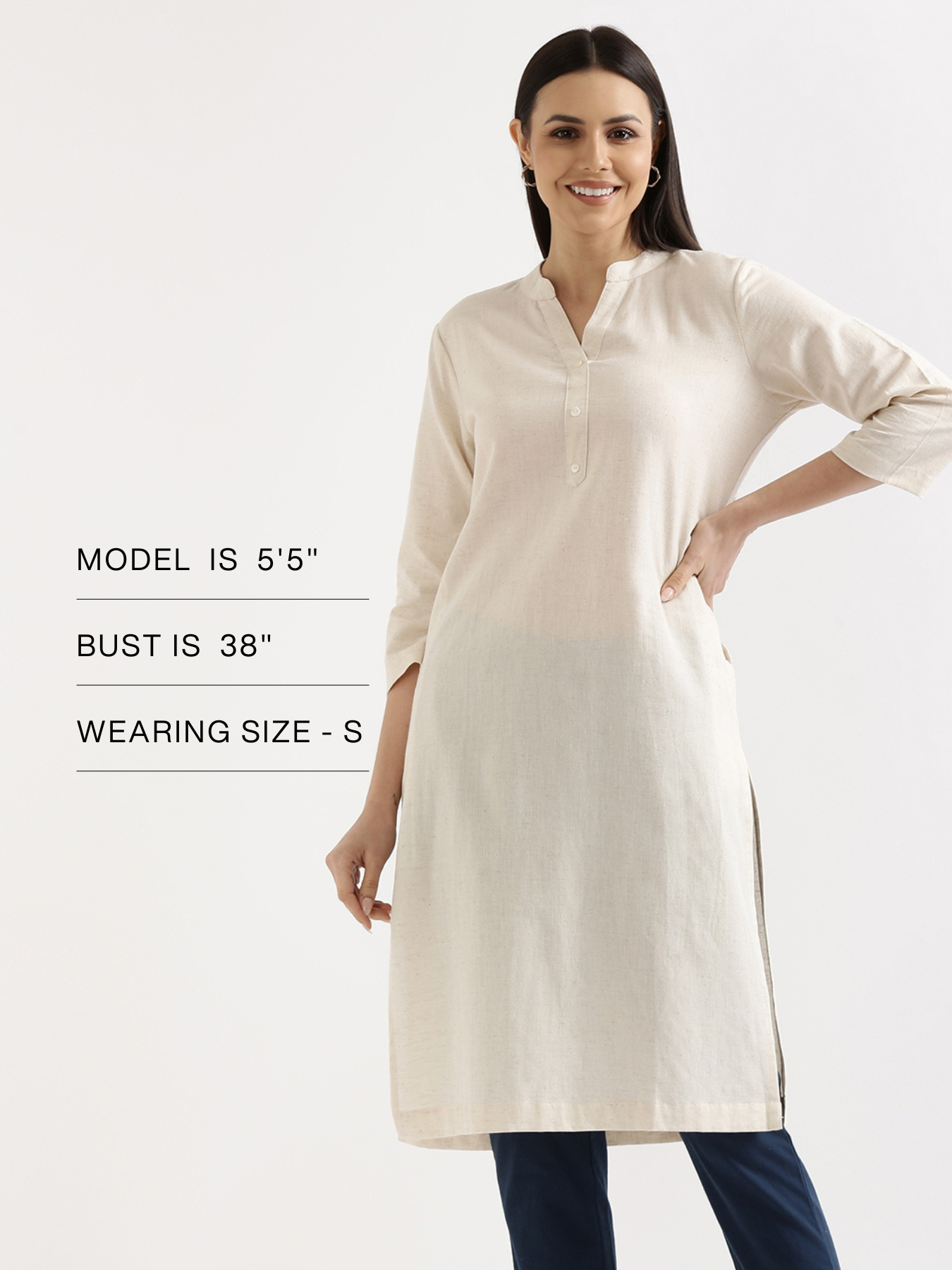 Ecru Airy Linen Long Kurta