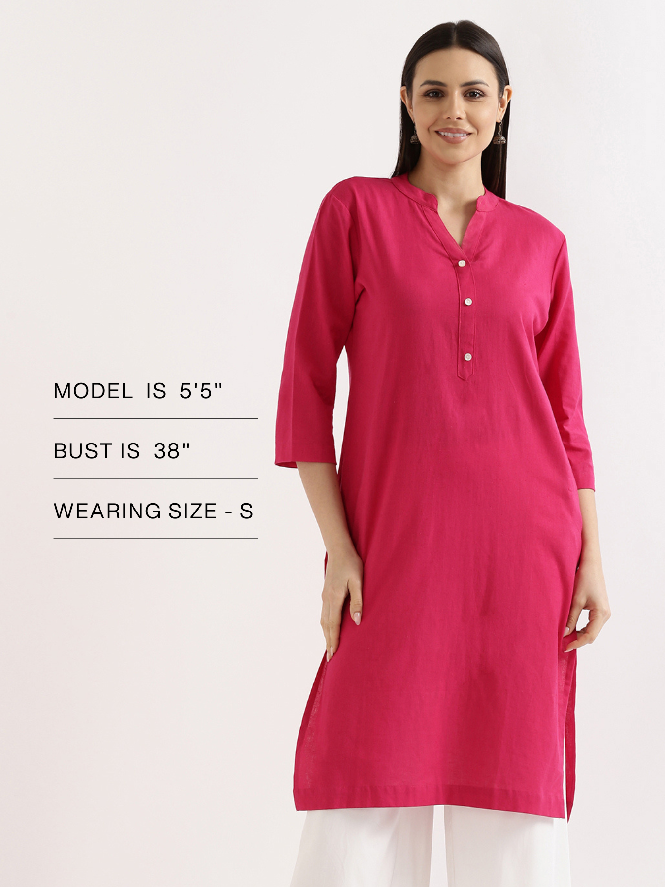 Hot Pink Airy Linen Long Kurta