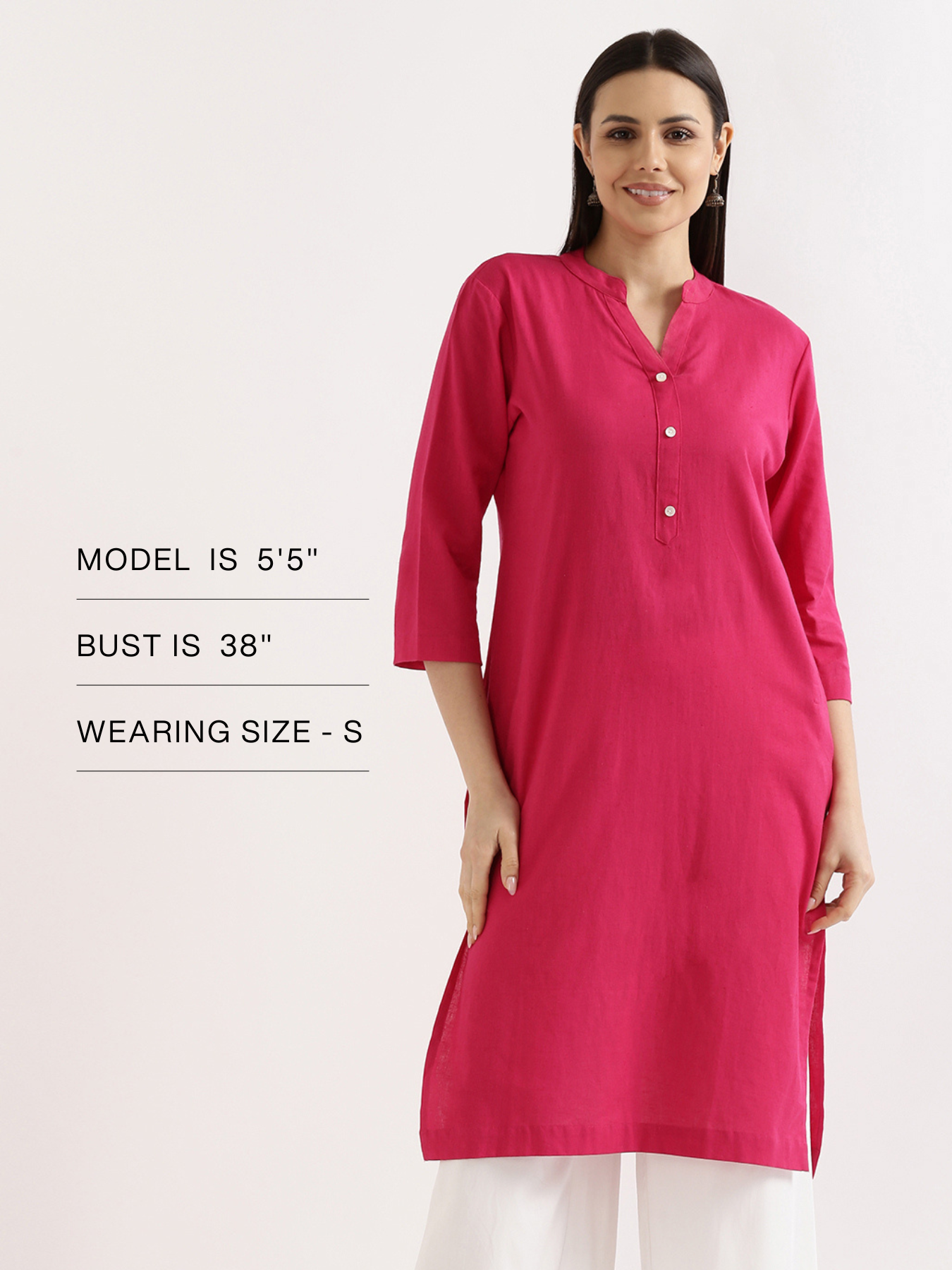 Women Hot Pink Airy Linen Long Kurta