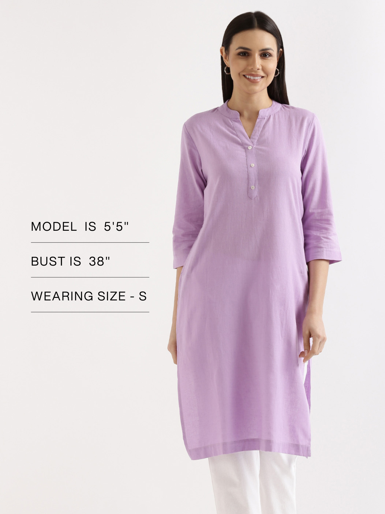 Lilac Airy Linen Long Kurta