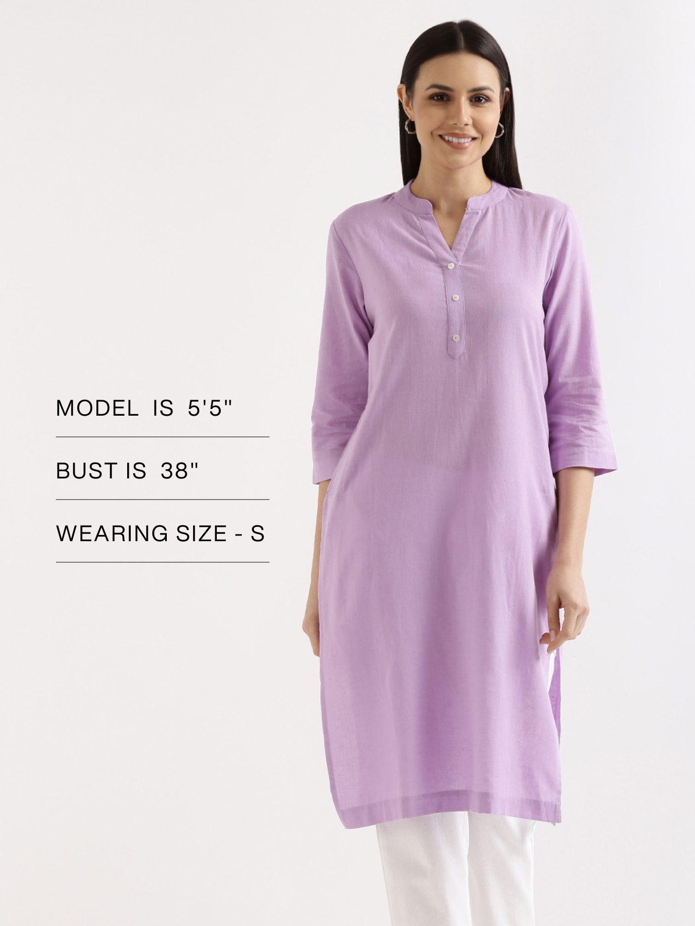 Women Lilac Airy Linen Long Kurta
