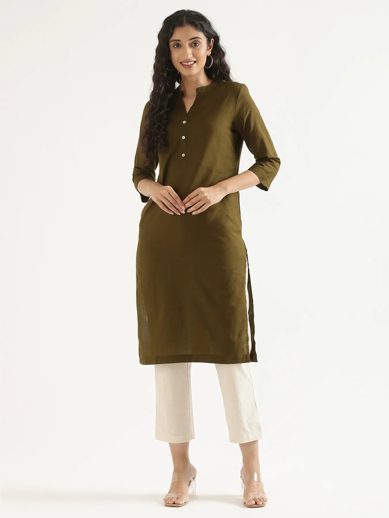 Pick Any 4 Women Airy Linen Long Kurta