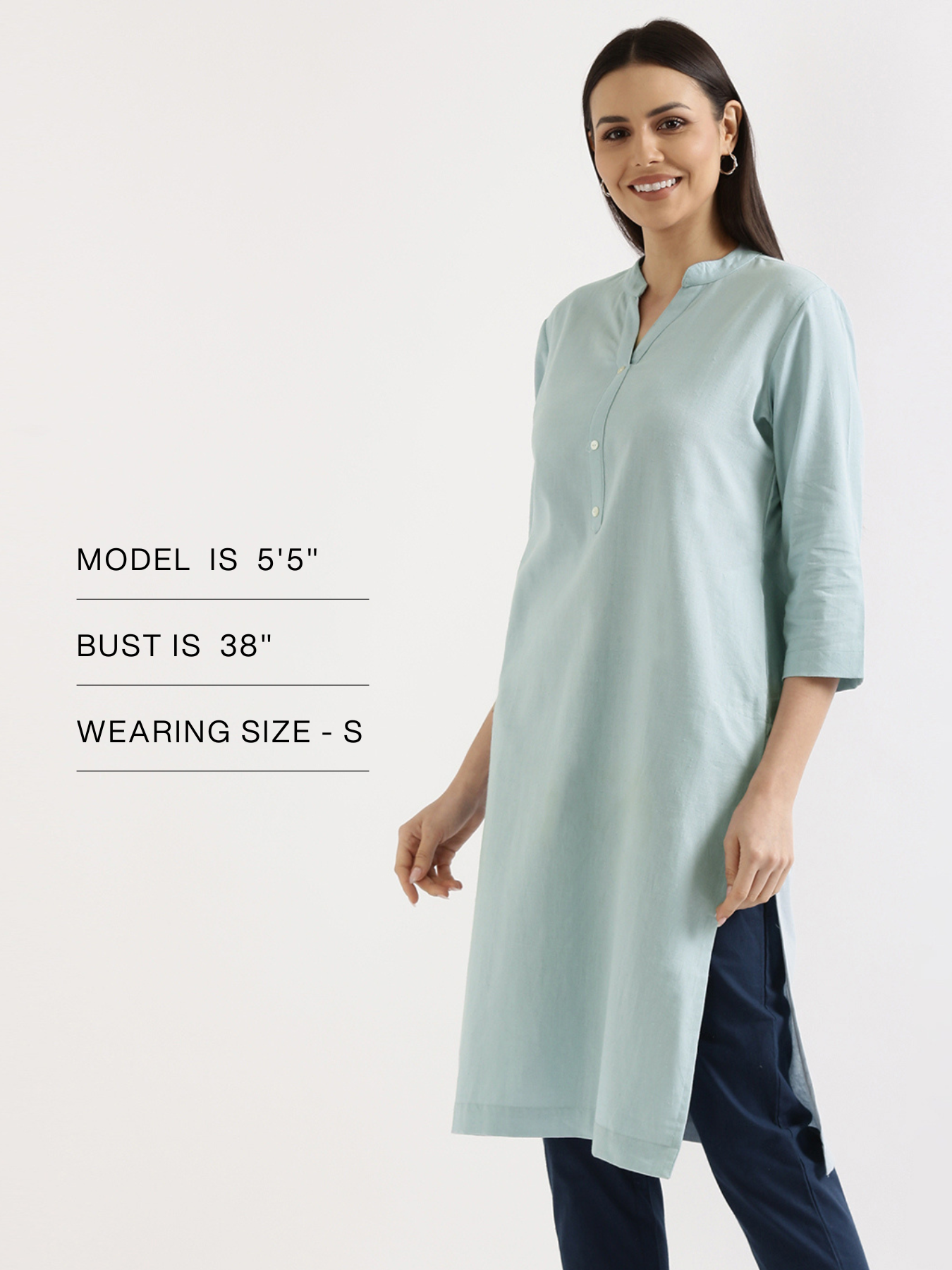 Sky Blue Airy Linen Long Kurta