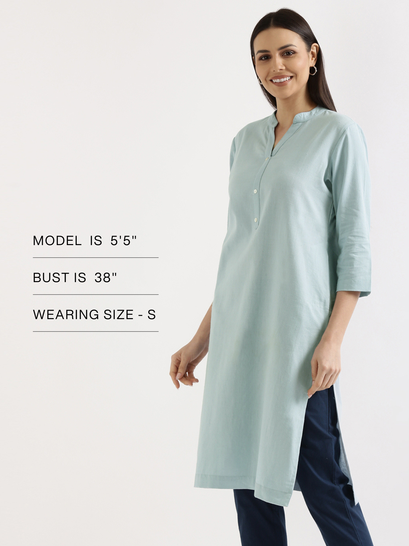 Women Sky Blue Airy Linen Long Kurta