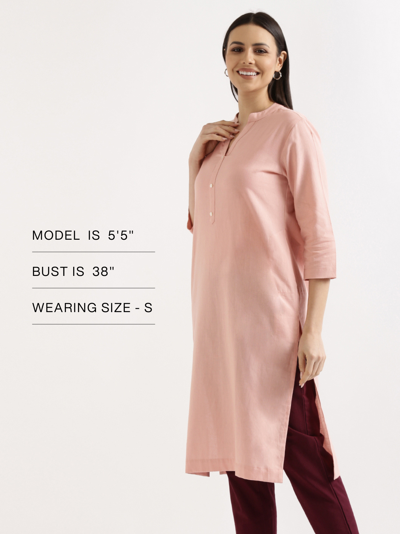Women Peach Airy Linen Long Kurta