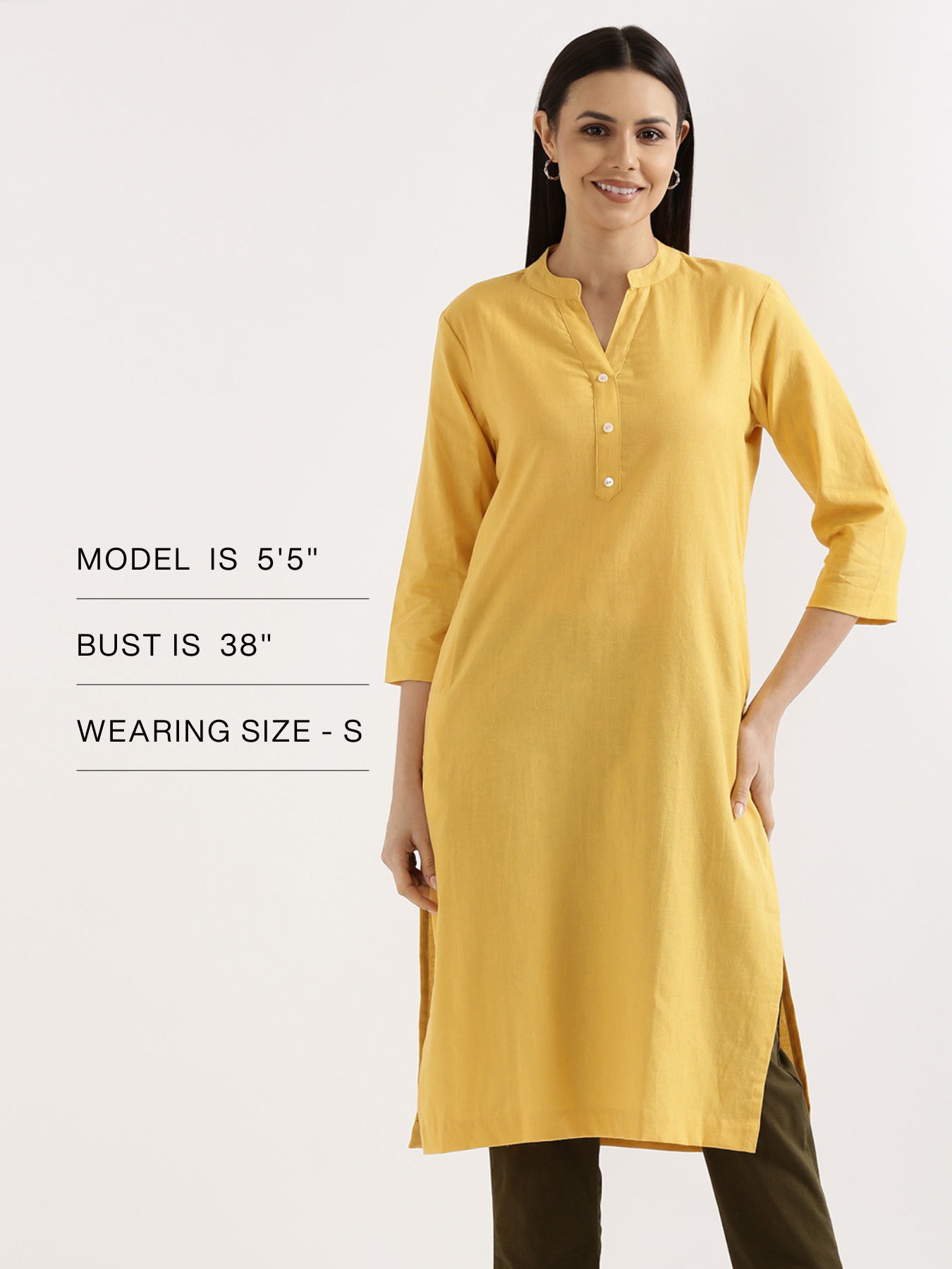 Women Yellow Airy Linen Long Kurta