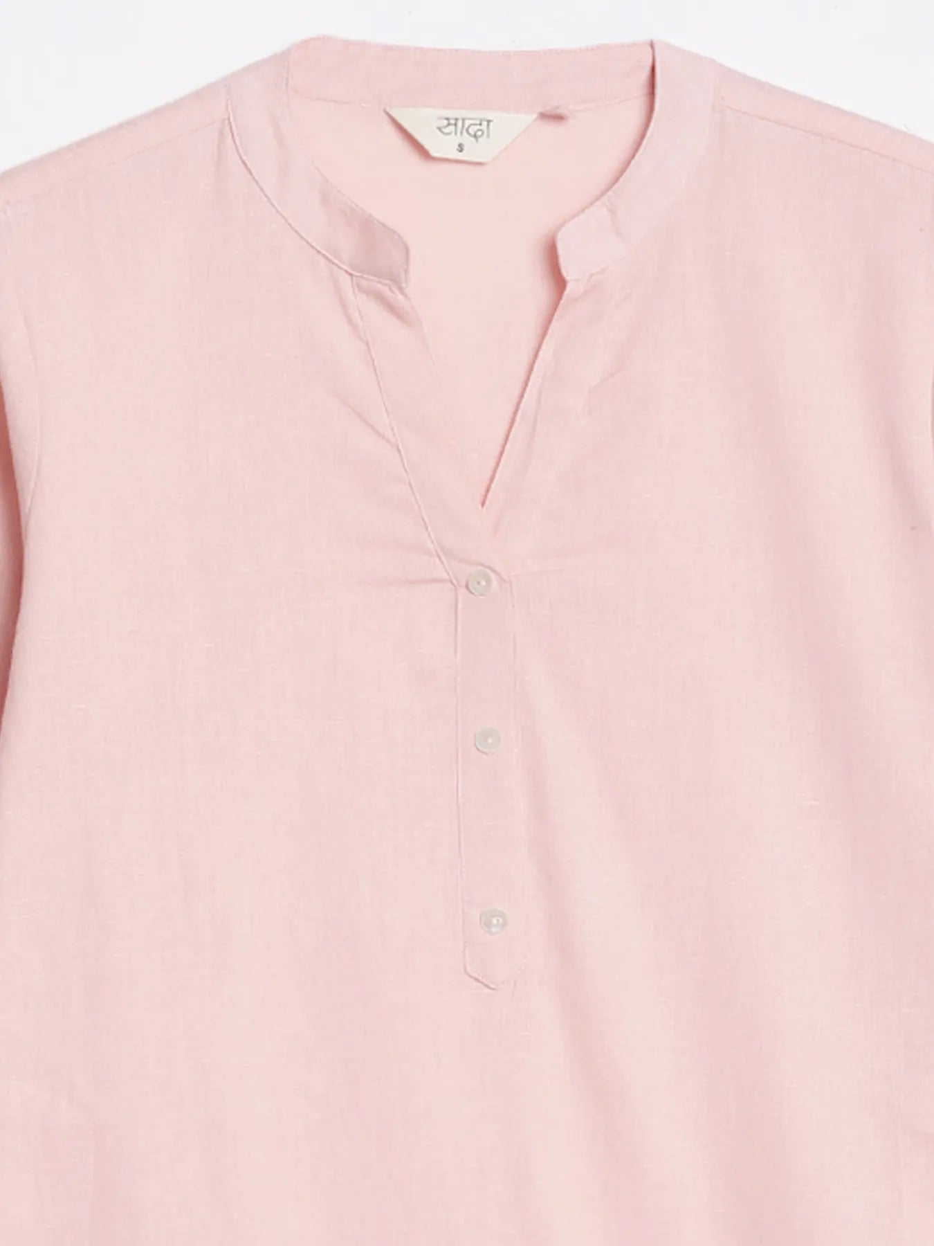 Women Salmon Pink Airy Linen Long Kurta