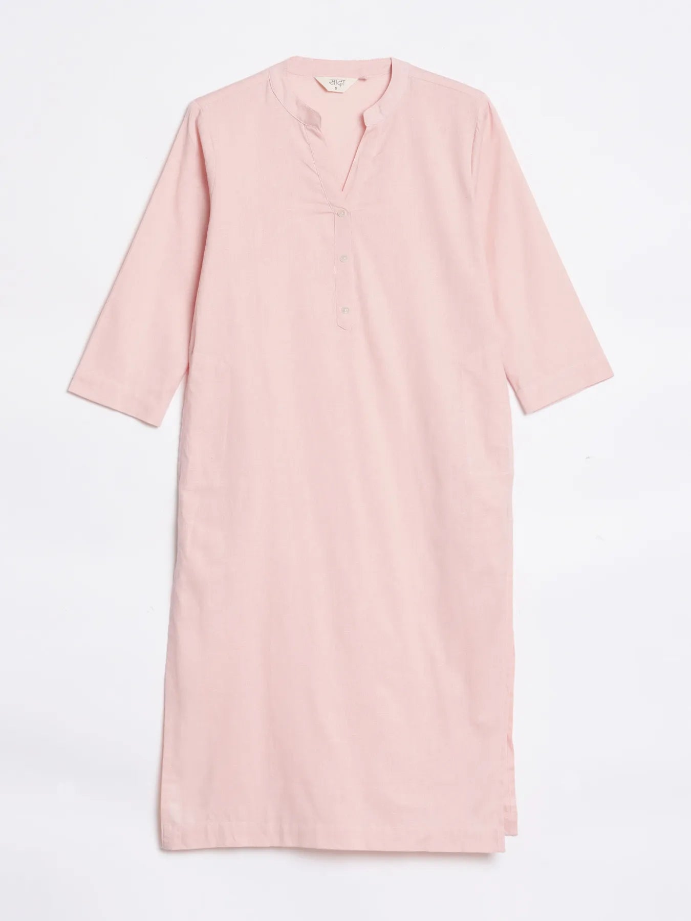 Women Salmon Pink Airy Linen Long Kurta