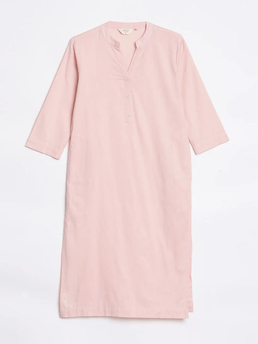 Women Salmon Pink Airy Linen Long Kurta