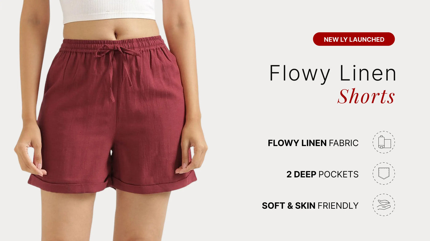 Women Flowy Linen Shorts