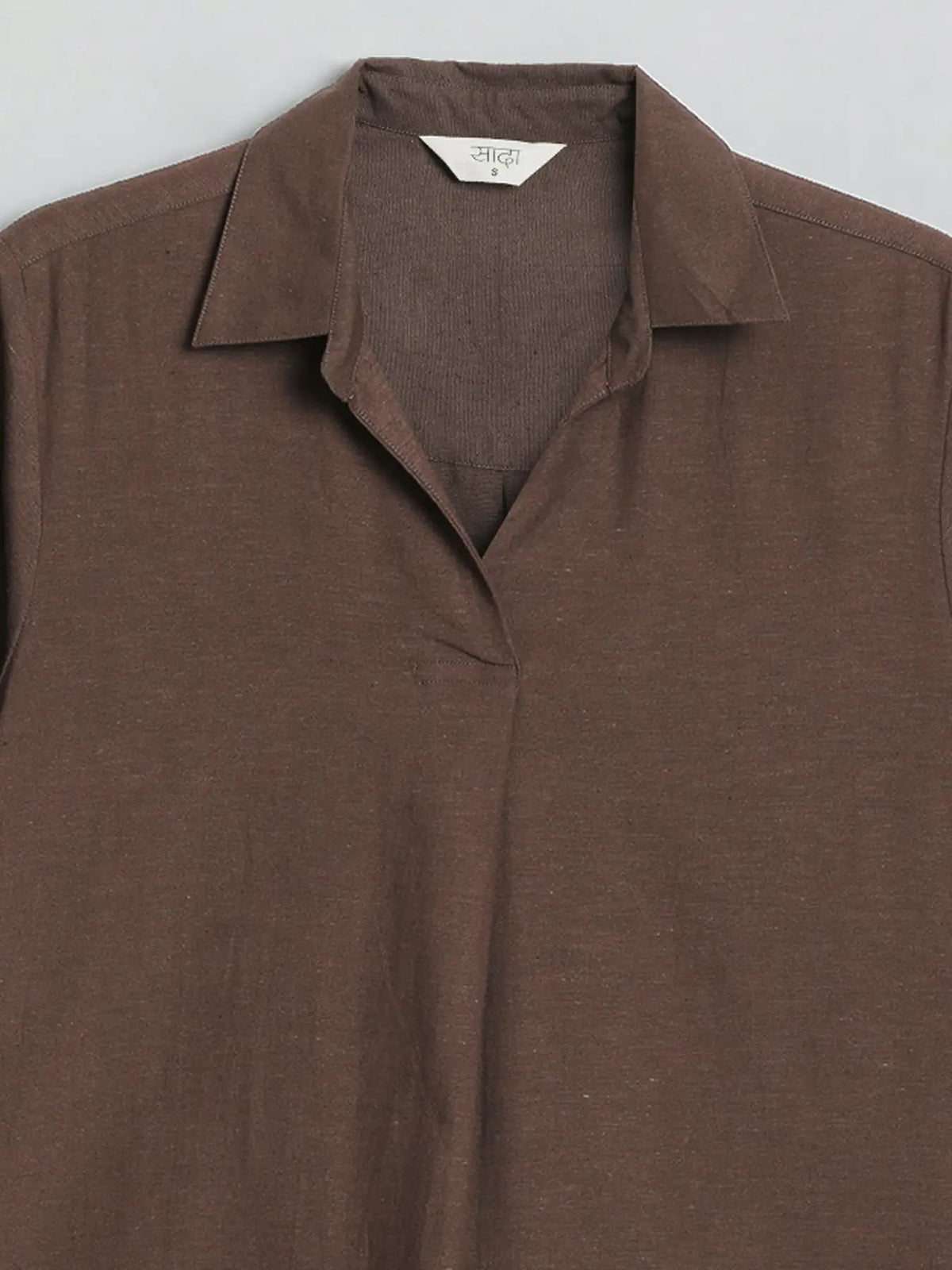 Women Dark Brown Flowy Linen Pleated Kurta