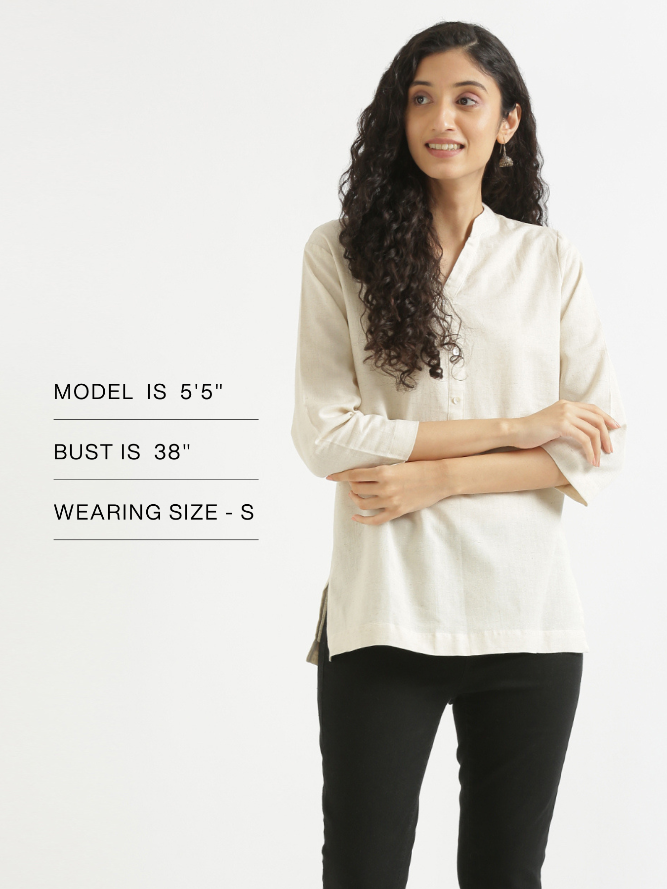 Women Ecru Airy Linen Short Kurta