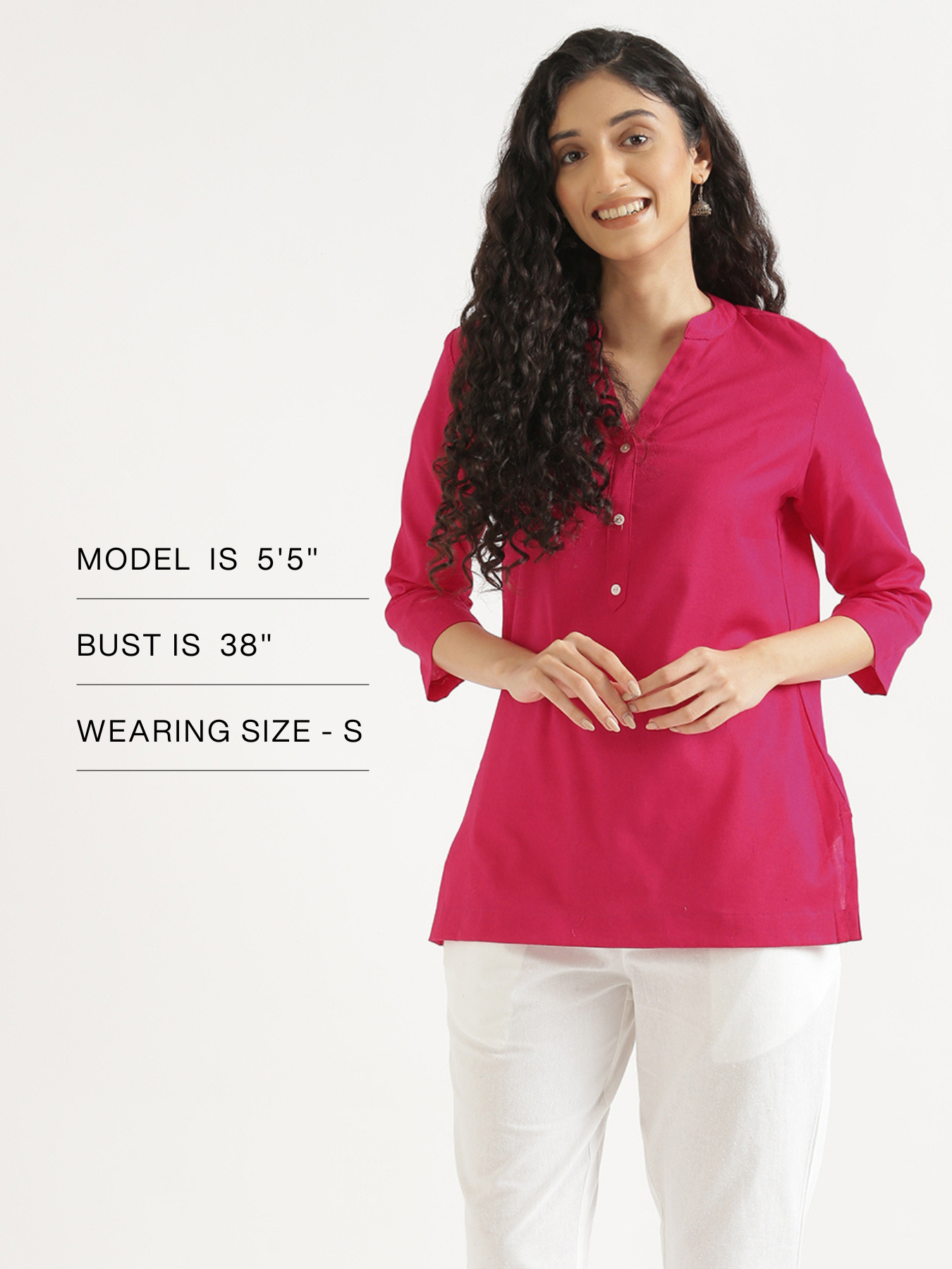 Hot Pink Airy Linen Short Kurta