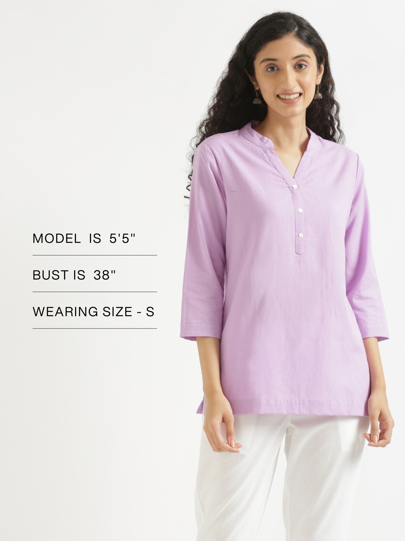 Women Lilac Airy Linen Short Kurta
