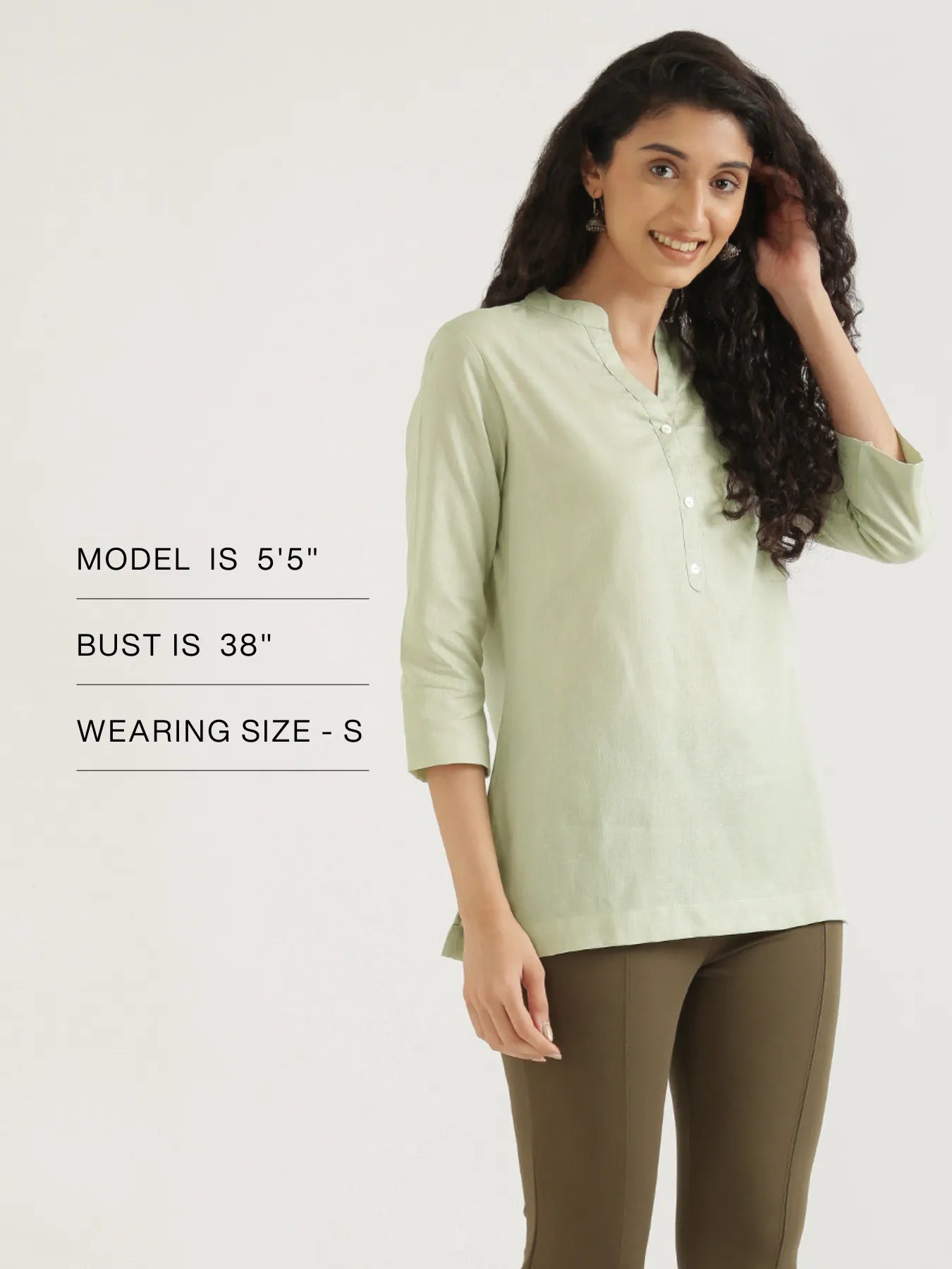 Women Mint Green Airy Linen Short Kurta