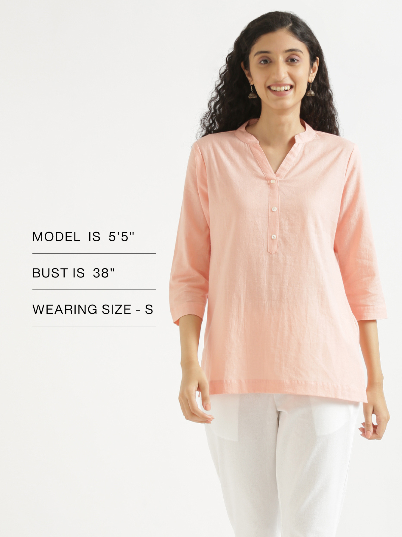 Peach Airy Linen Short Kurta