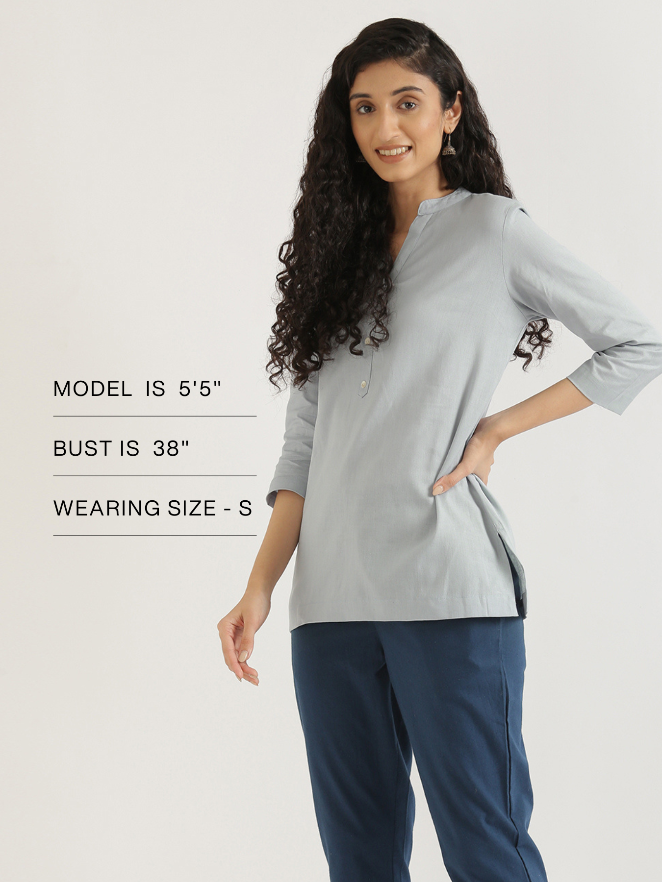 Sky Blue Airy Linen Short Kurta