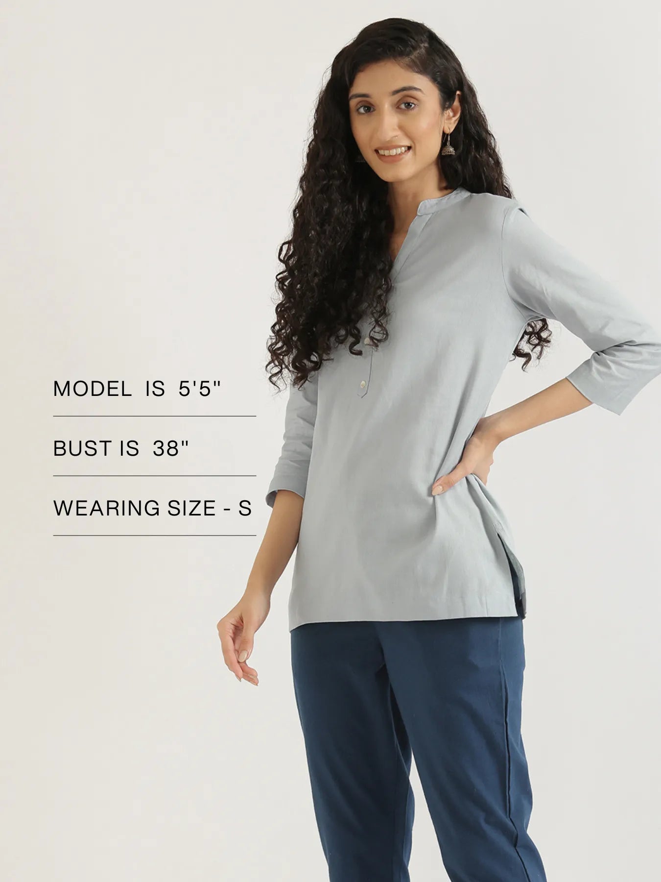 Women Sky Blue Airy Linen Short Kurta