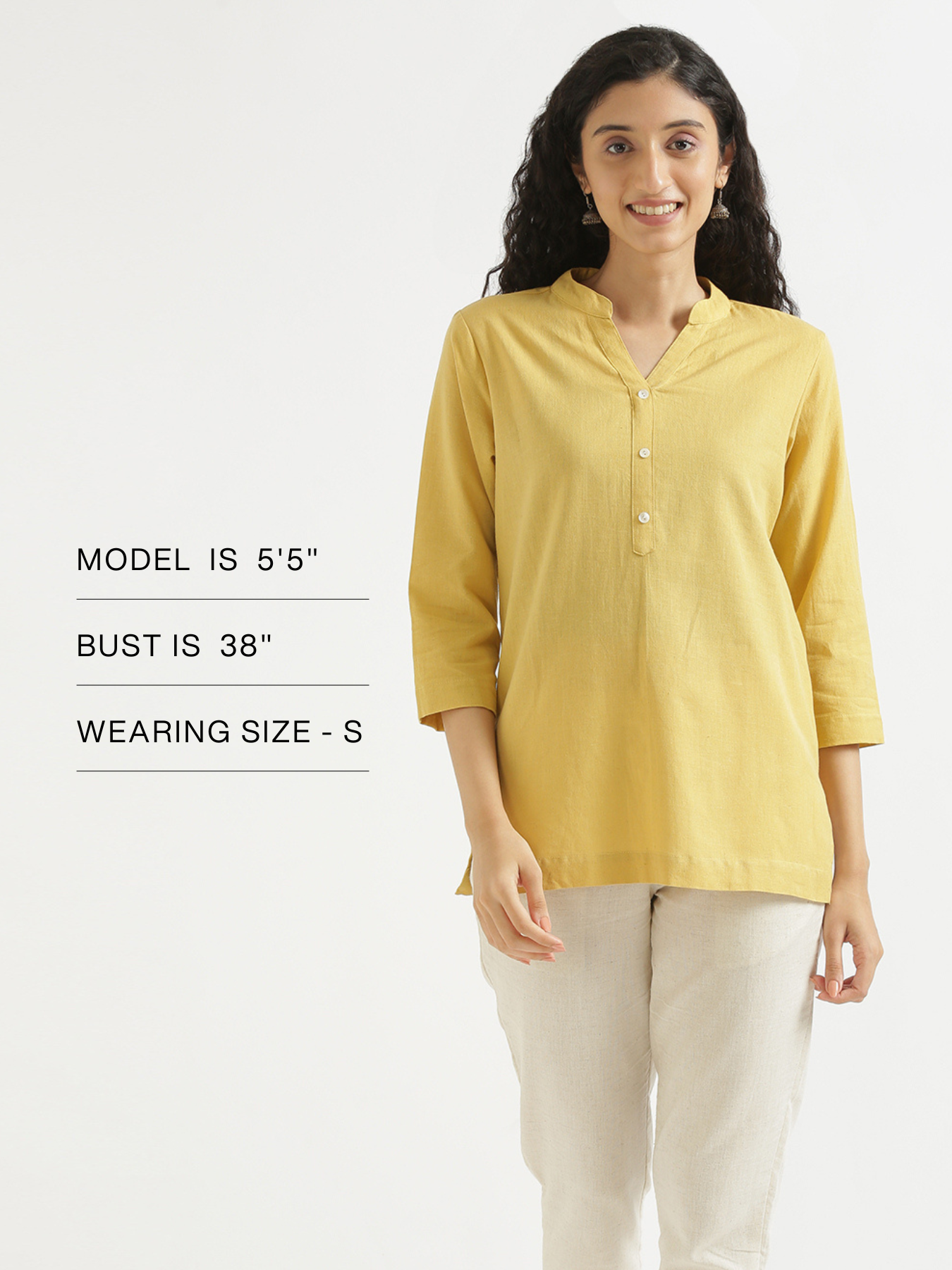 Yellow Airy Linen Short Kurta